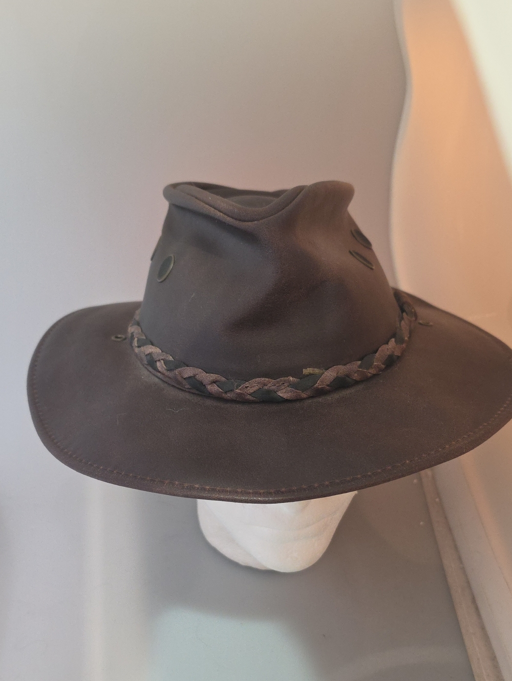 Henschel Packable Made In USA Men's Classic Brown Leather Outback Hat